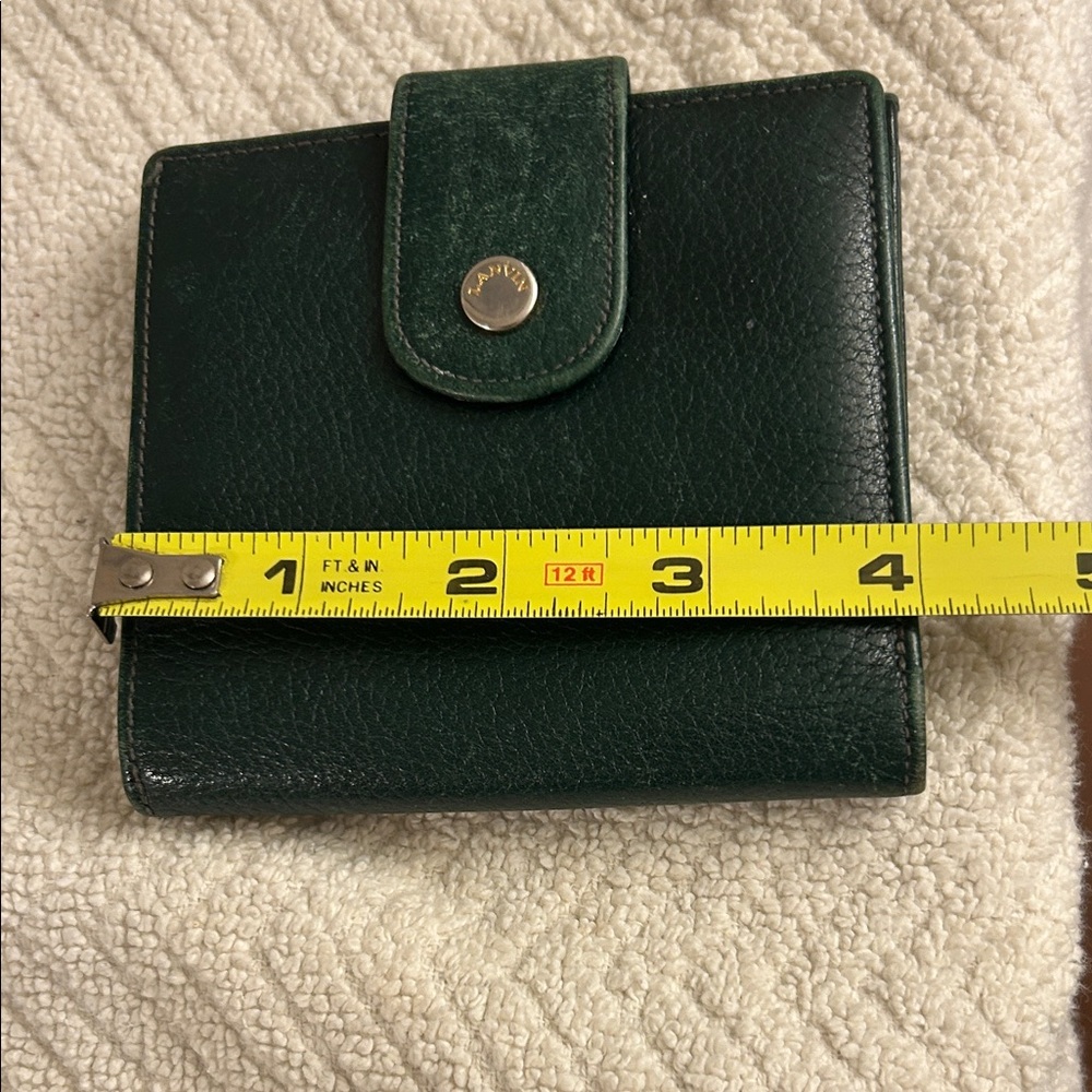 Lanvin Dark Green Leather Wallet Unisex Bill Fold Coins Card Slots - Picture 8 of 10